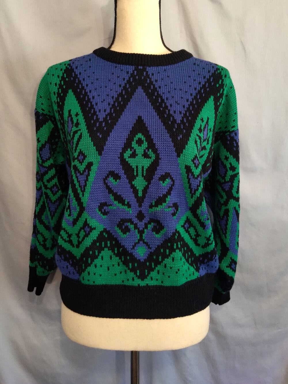 Vintage 80s / 90s Blue-Green Pullover Sweater